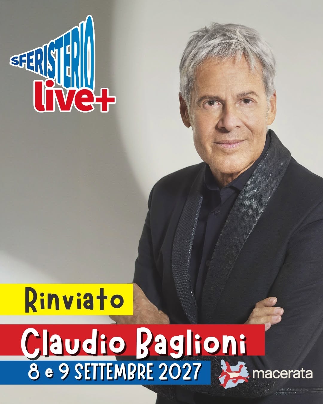 Locandina di Claudio Baglioni - Grand Tour 'La vita è adesso' allo Sferisterio