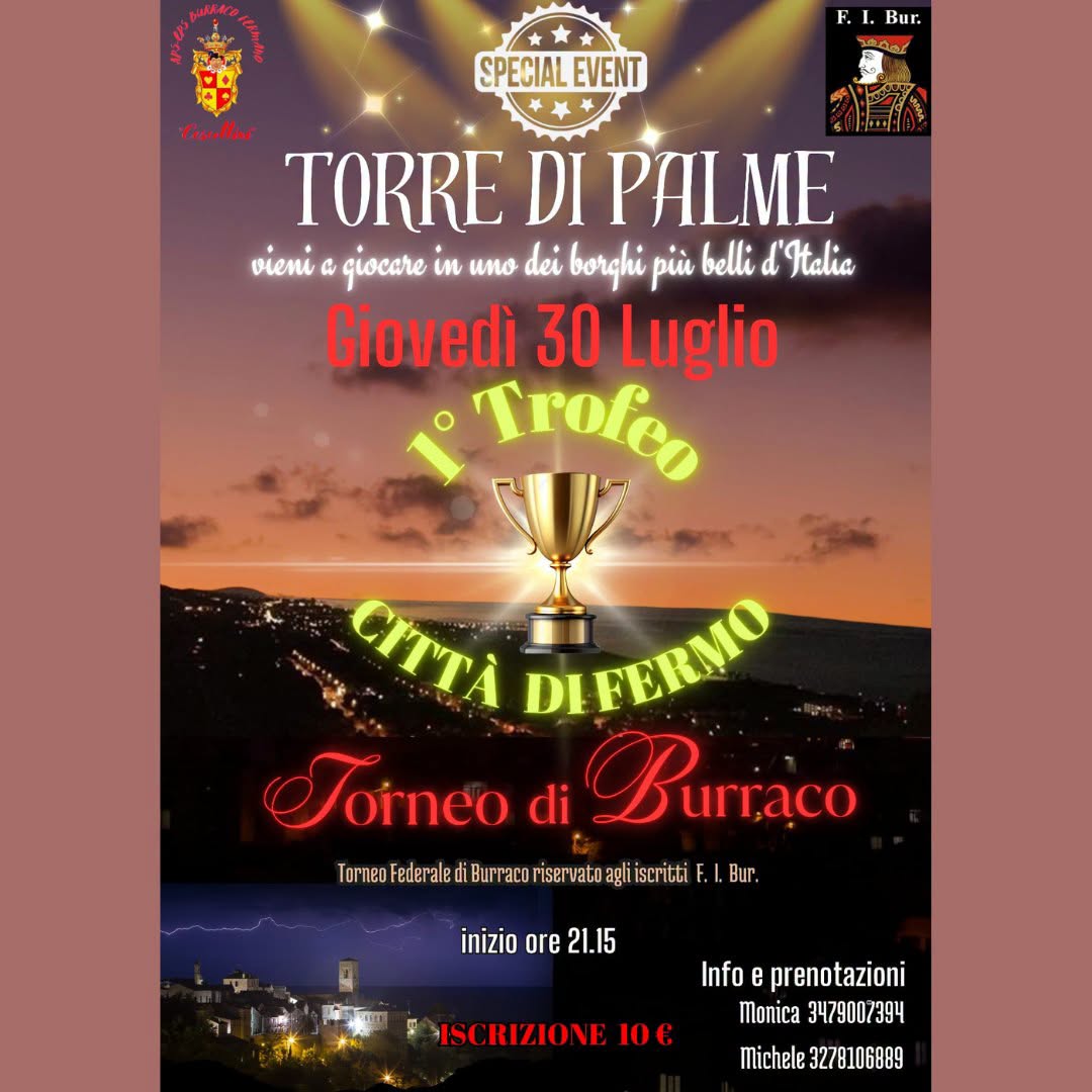 Locandina di 1° Trofeo Città di Fermo - Torneo di Burraco