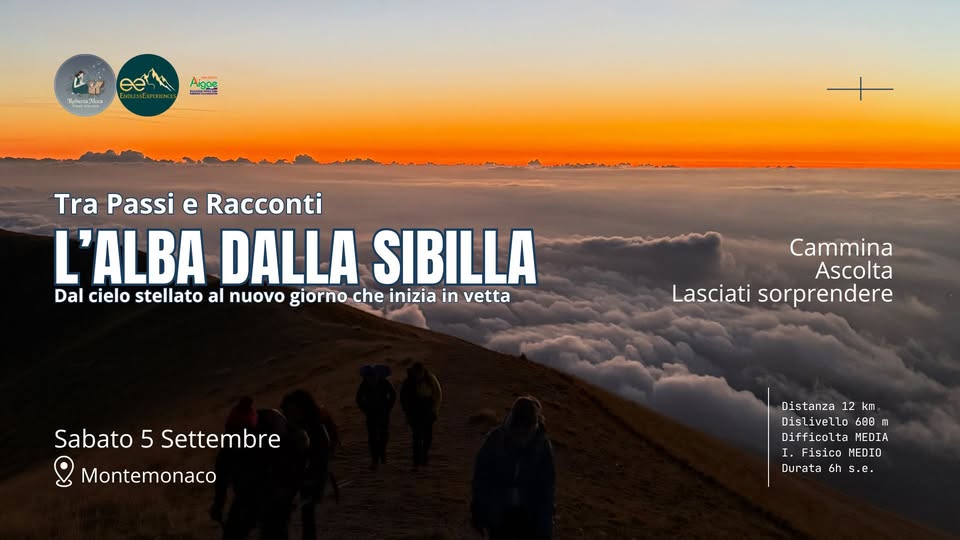 Locandina di L'ALBA DALLA SIBILLA. Dal cielo stellato al nuovo giorno in vetta.