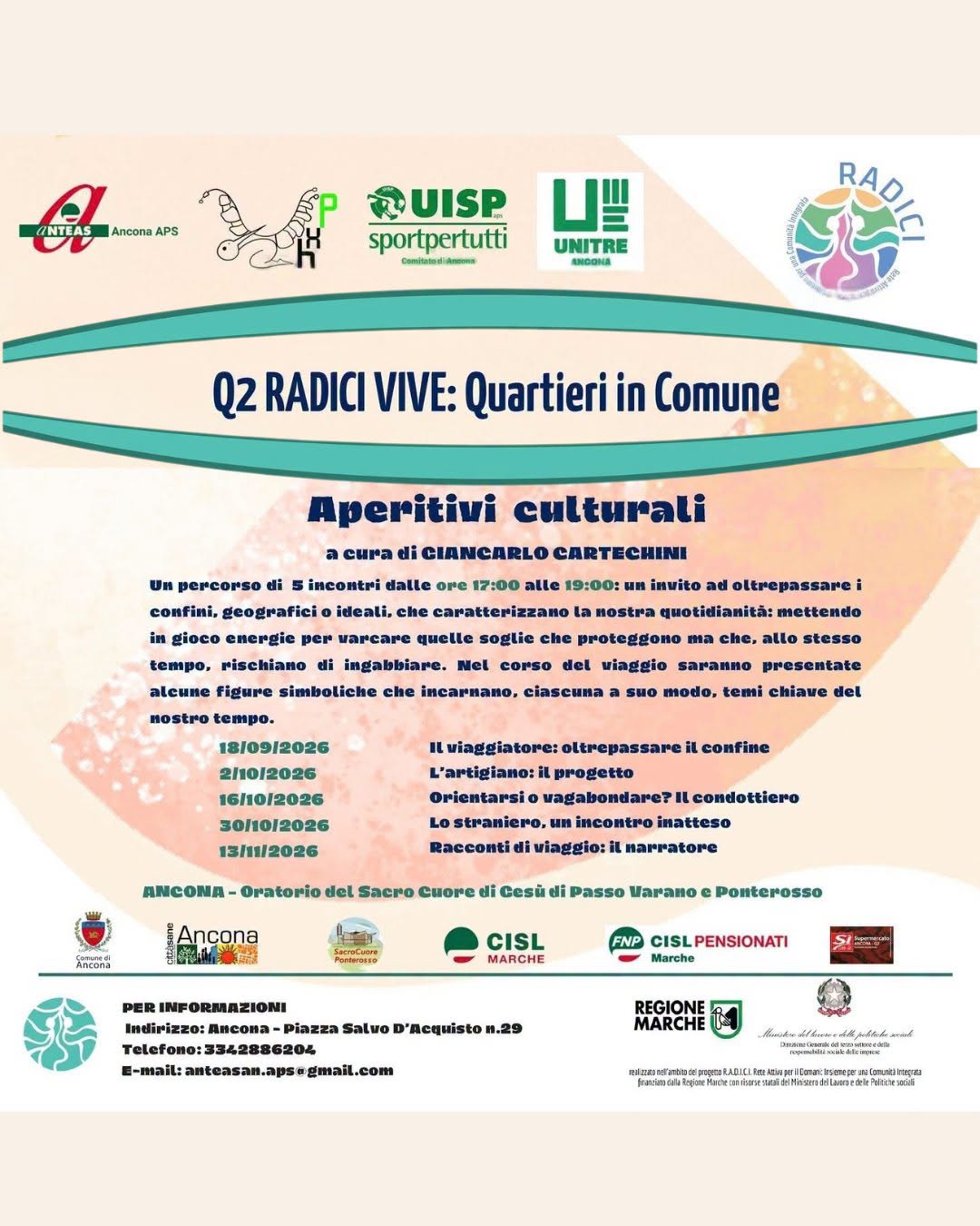 Poster for RADICI VIVE: Quartieri in Comune - Aperitivi culturali